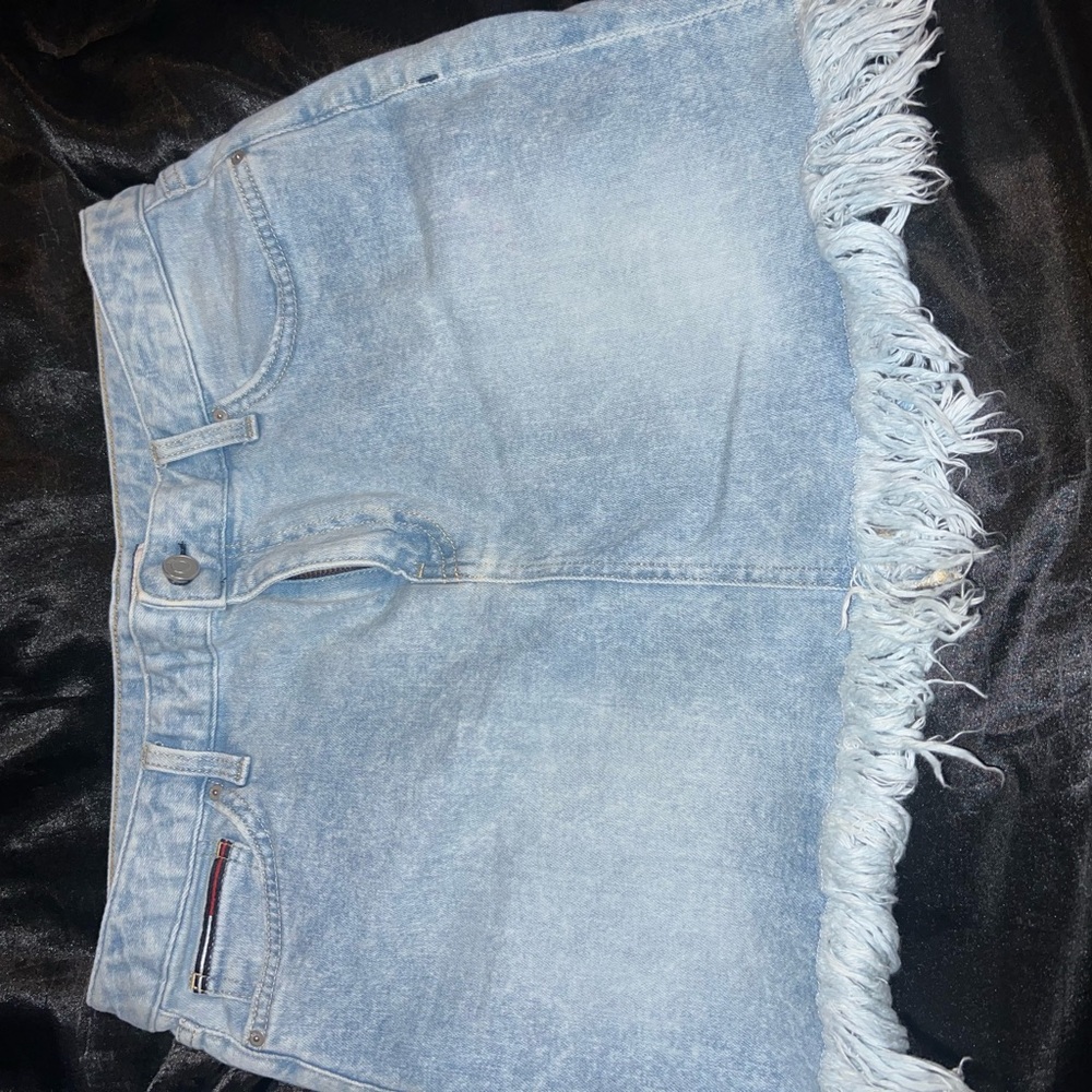 Tommy Hilfiger Light Blue Frayed Jean Shorts
